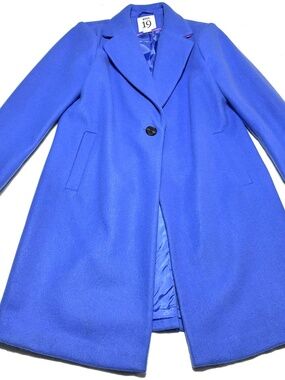 Dept. !9 Blue Pea Coat with Pink Pop Collar Size 10 EU 40